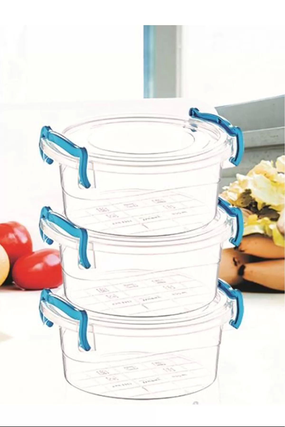 PRATİKOBA Sweet Yuvarlak Saklama Kabı 3'lü Royaleks-ÇNK2320