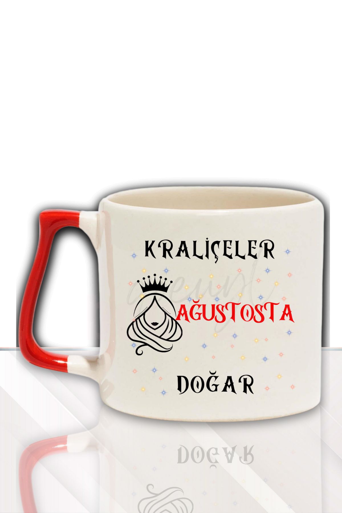 qoeuyl boutique Kraliçeler Bu Ayda Doğar Baskılı Arkadaş, Sevgiliye Doğum Günü Hediyelik Renkli Kulplu Kupa Bardak