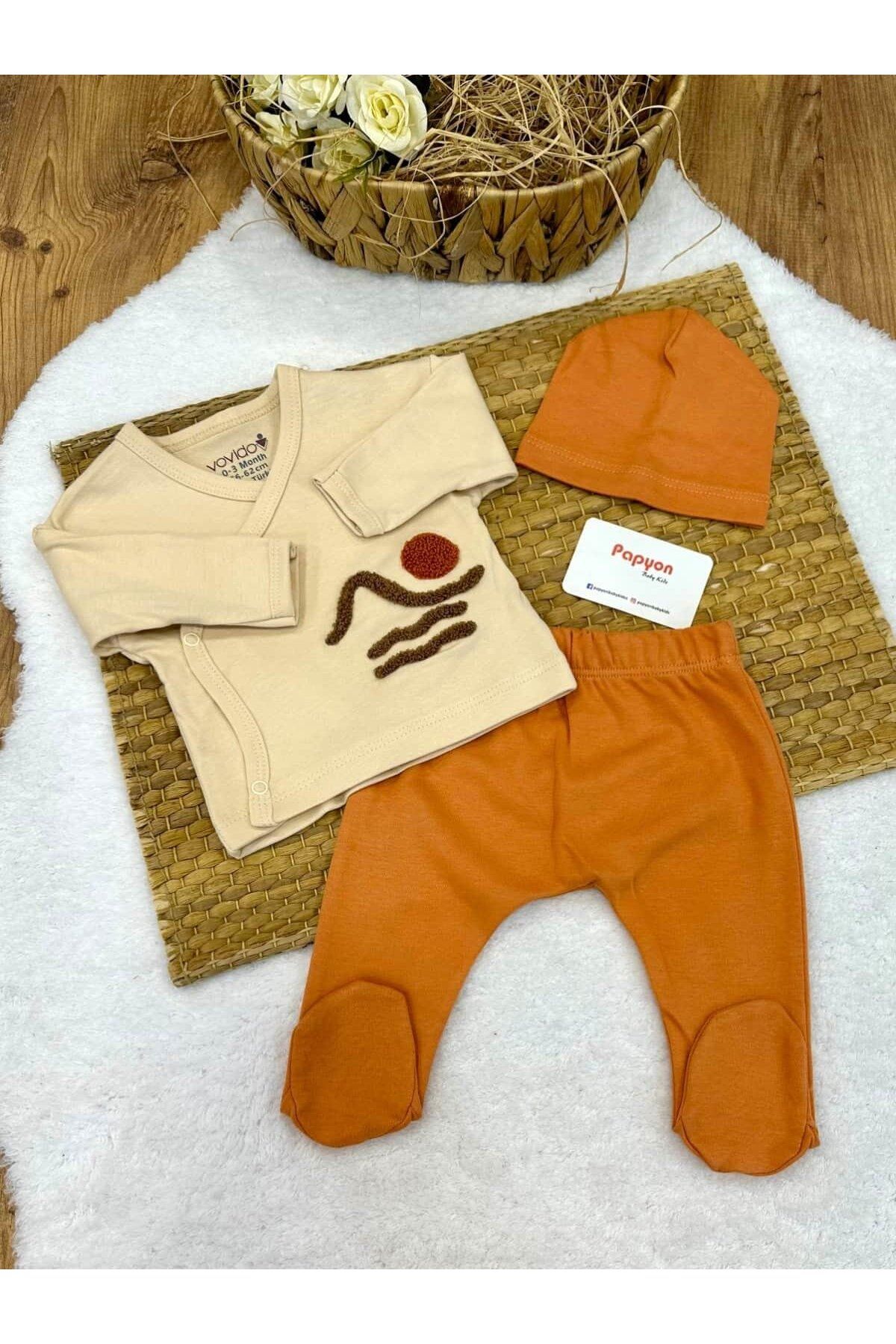 Papyon Baby Kids Süzene Nakışlı Yenidoğan Erkek Bebek 5li Zıbın Set