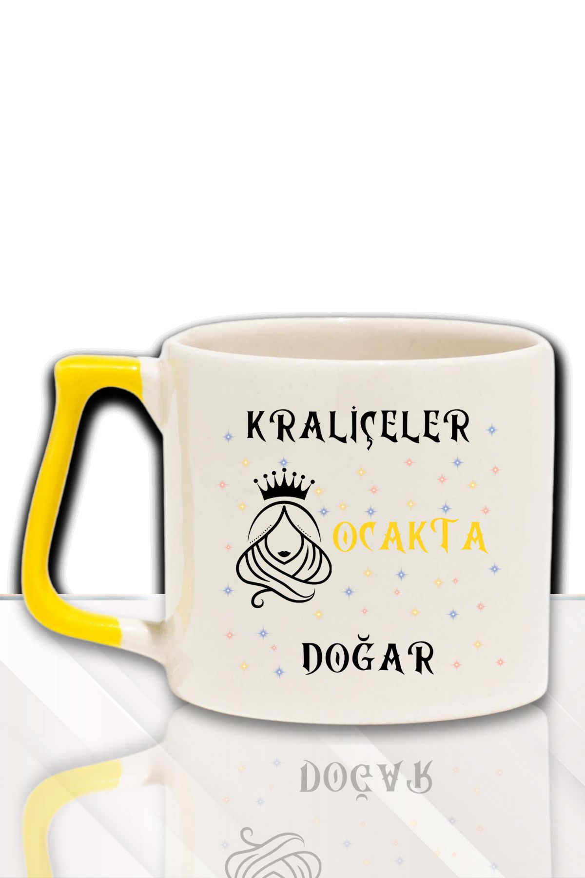 qoeuyl boutique Kraliçeler Bu Ayda Doğar Baskılı Arkadaş, Sevgiliye Doğum Günü Hediyelik Renkli Kulplu Kupa Bardak