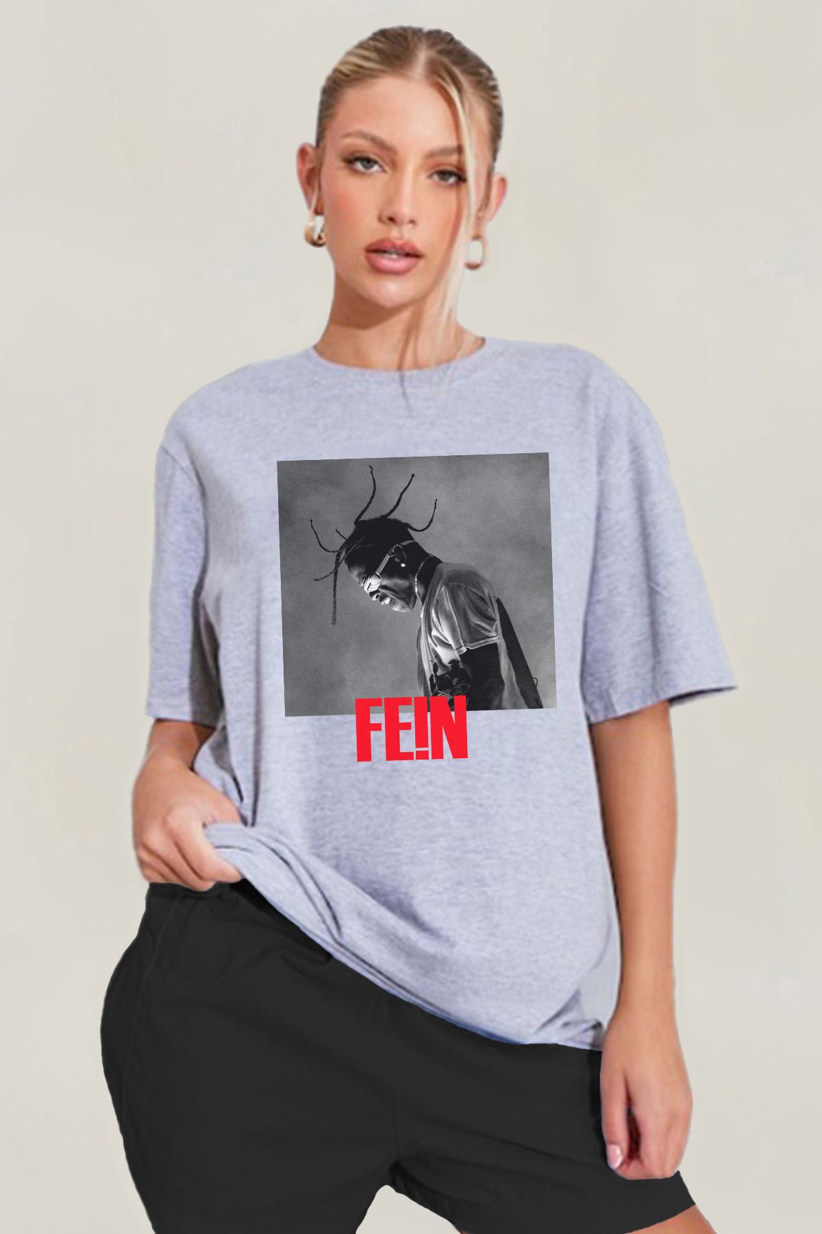 MODA Fein Travis Scott Baskılı Oversize Grimelanj Geniş Bol Kesim Kadın Tişört