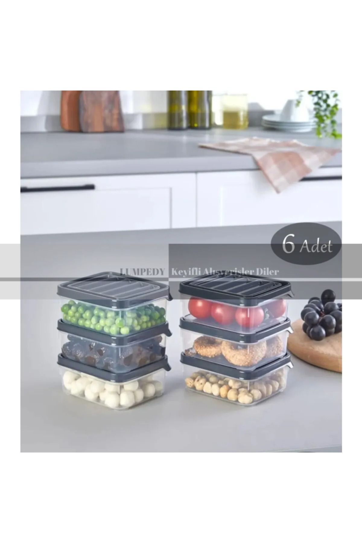 Lumpedy 6 Adet 250 ml Dondurucu, Bakliyat, Yemek Kabı-piknik, Mikrodalga Saklama Kabı