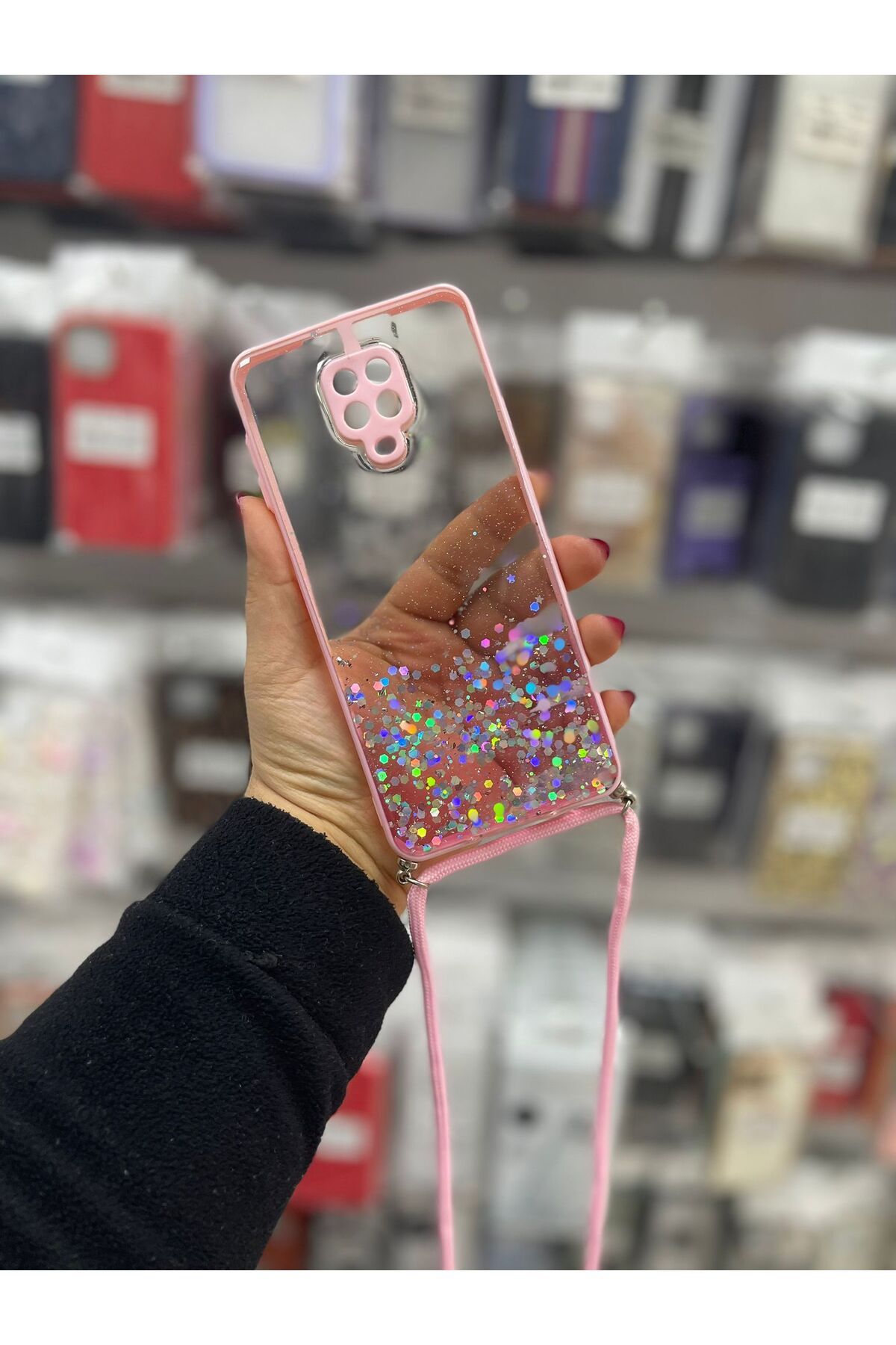 TECNOTREND Redmi Note 9 Pro/Note 9s Uyumlu simli ipli şeffaf silikon kılıf