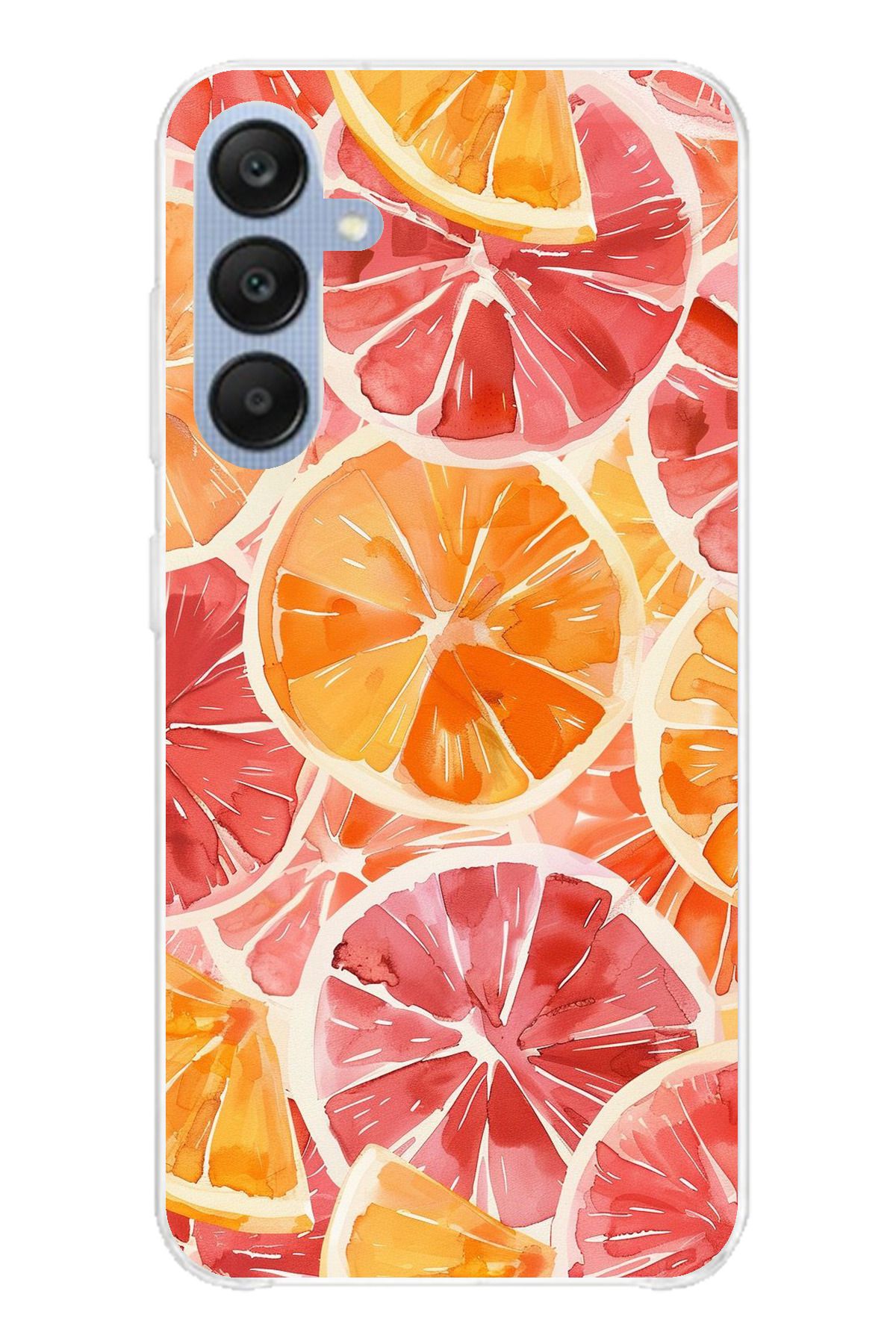 TechTree Samsung Galaxy A25 Uyumlu Portakal Sulu Boya Şeffaf Silikon Kılıf