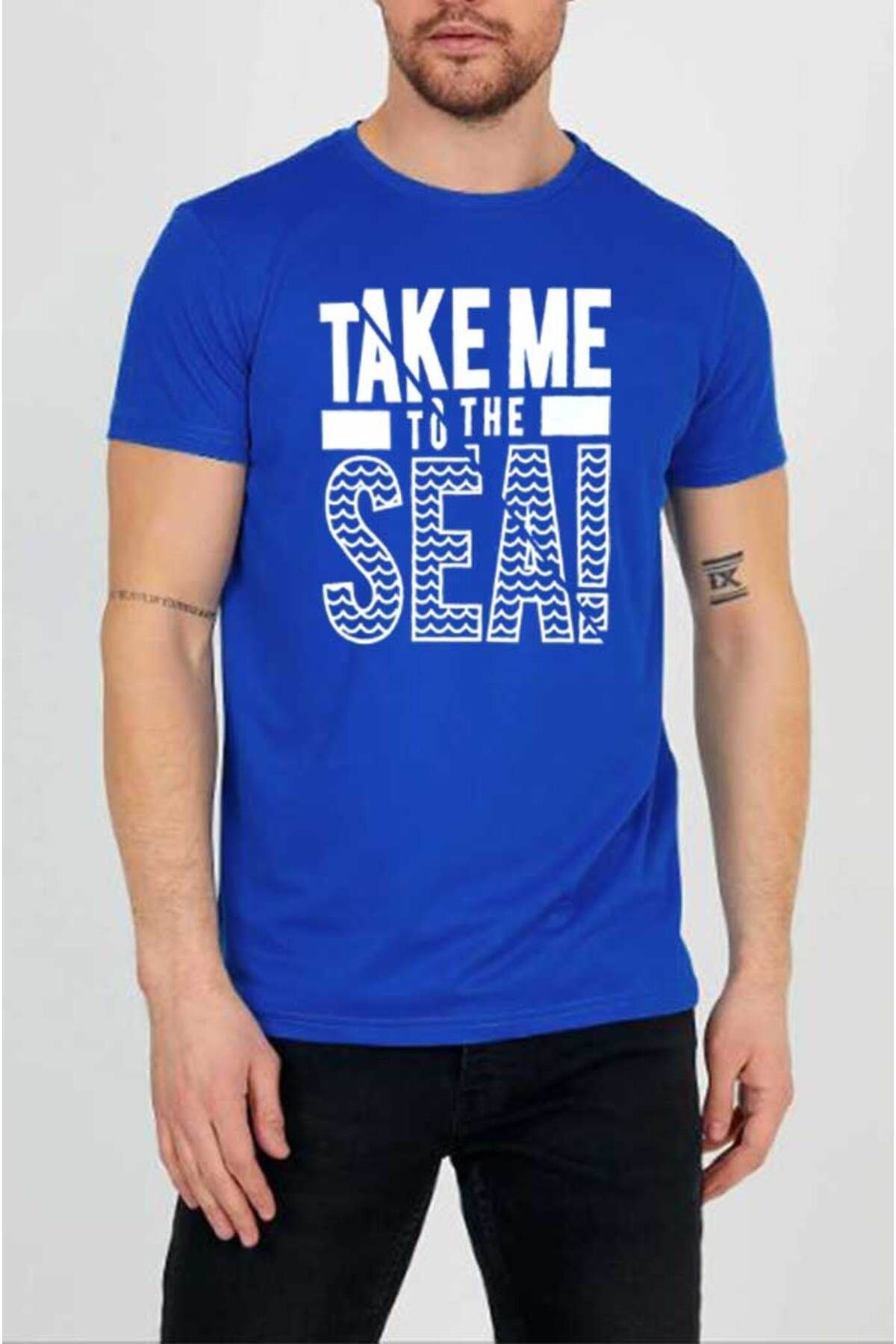 Tarzsokak Unisex Take Me Baskılı Bisiklet Yaka