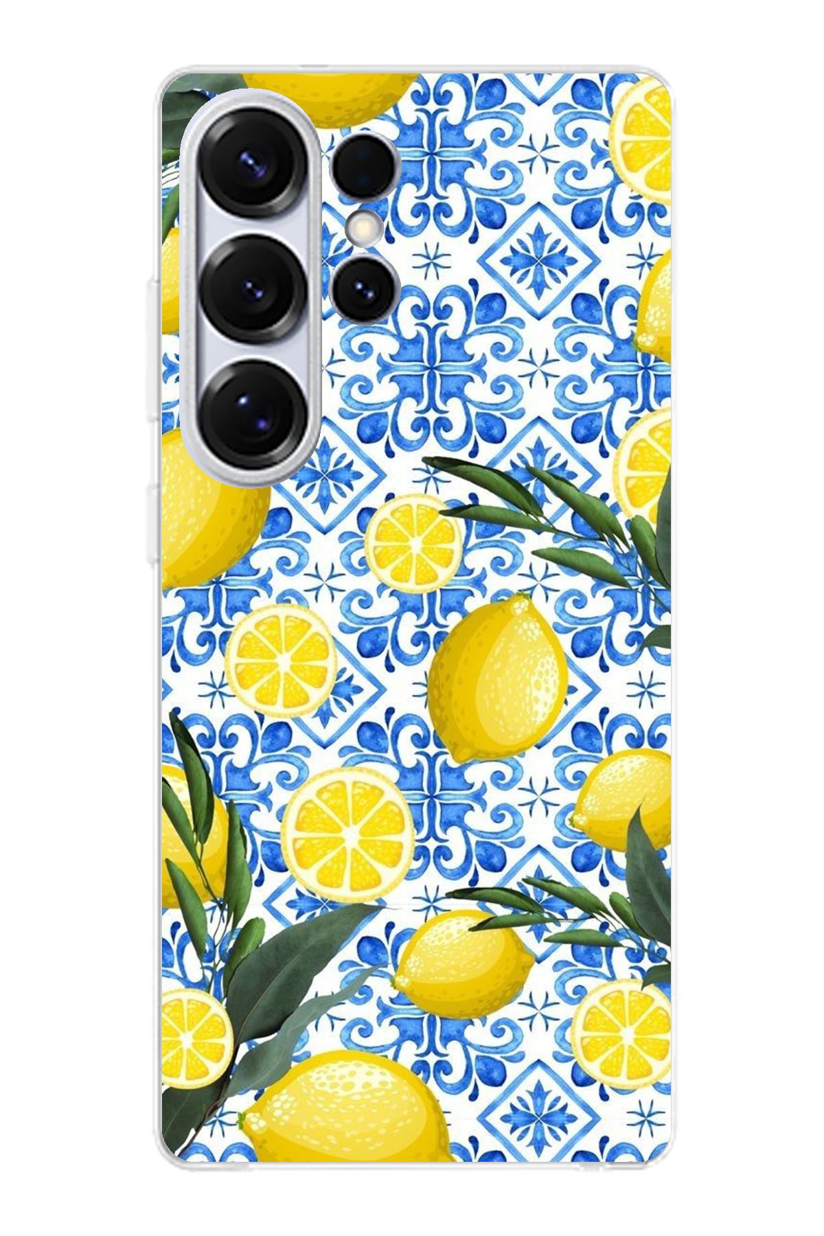 TechTree Samsung Galaxy S25 ULTRA Uyumlu Limon Sulu Boya Şeffaf Silikon Kılıf