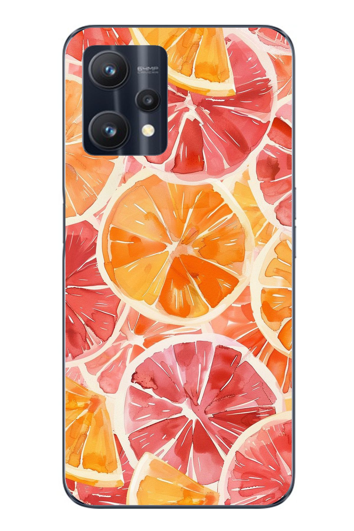 TechTree Realme 9 Pro Uyumlu Portakal Sulu Boya Şeffaf Silikon Kılıf