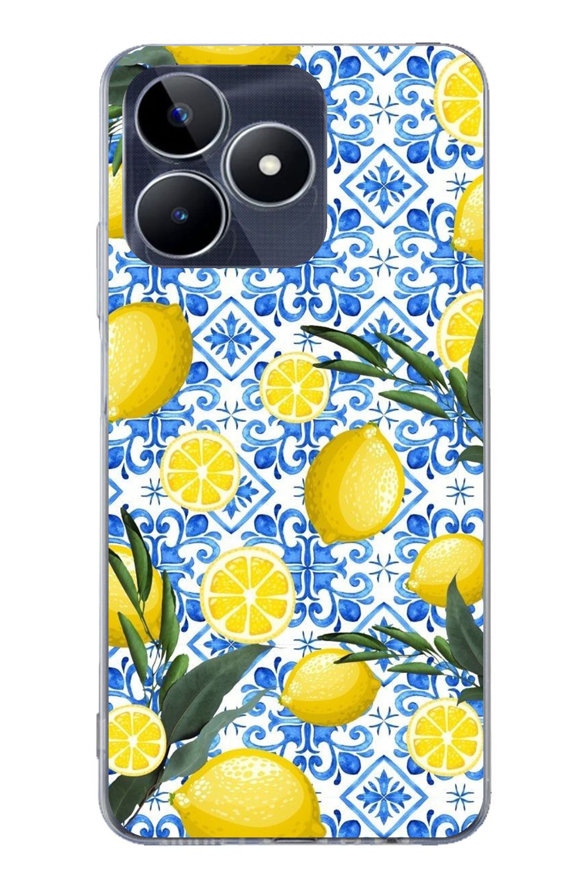 TechTree Realme C53 Uyumlu Limon Sulu Boya Şeffaf Silikon Kılıf