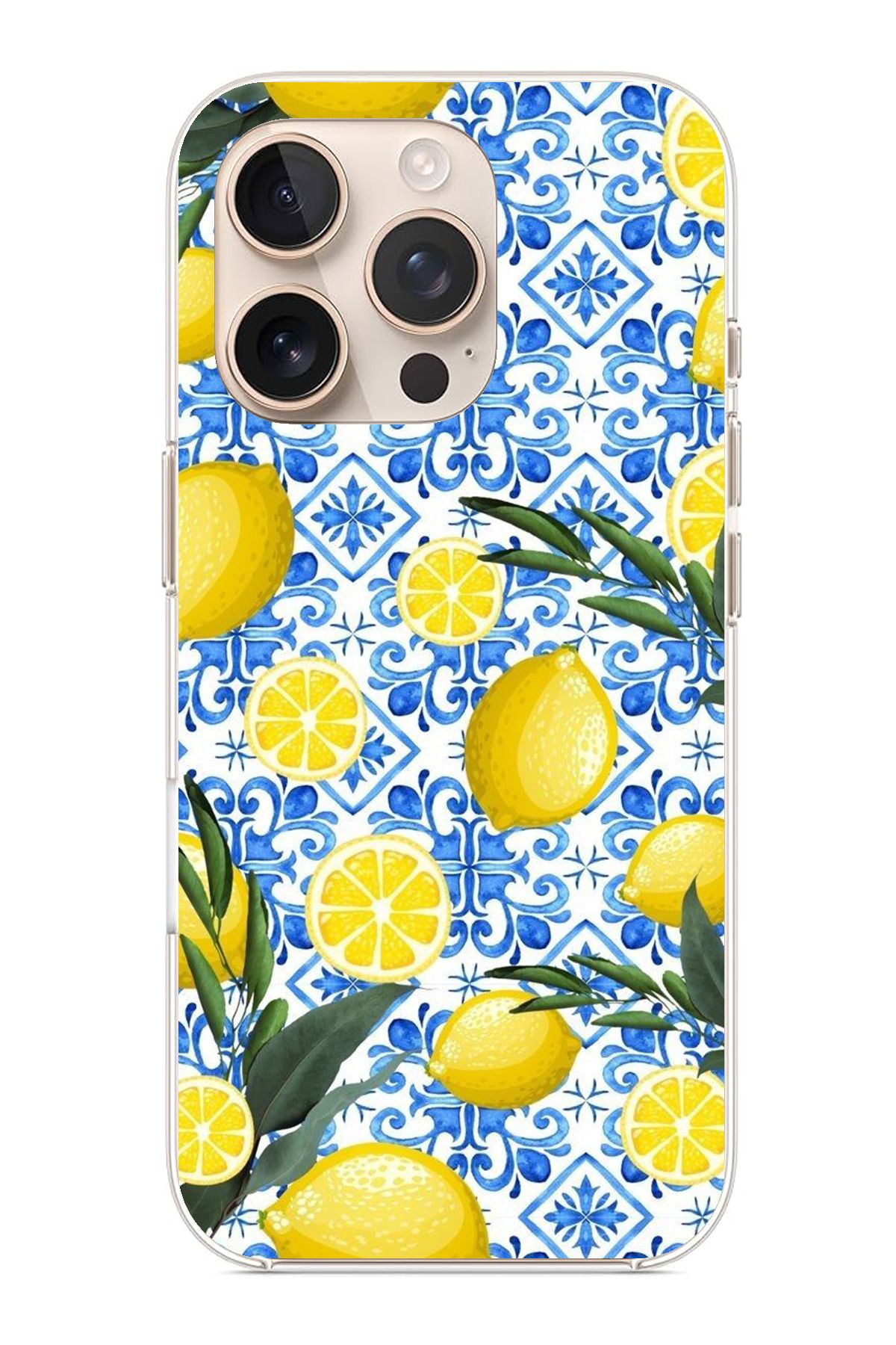 TechTree iPhone 16 Pro Max Uyumlu Limon Sulu Boya Şeffaf Silikon Kılıf