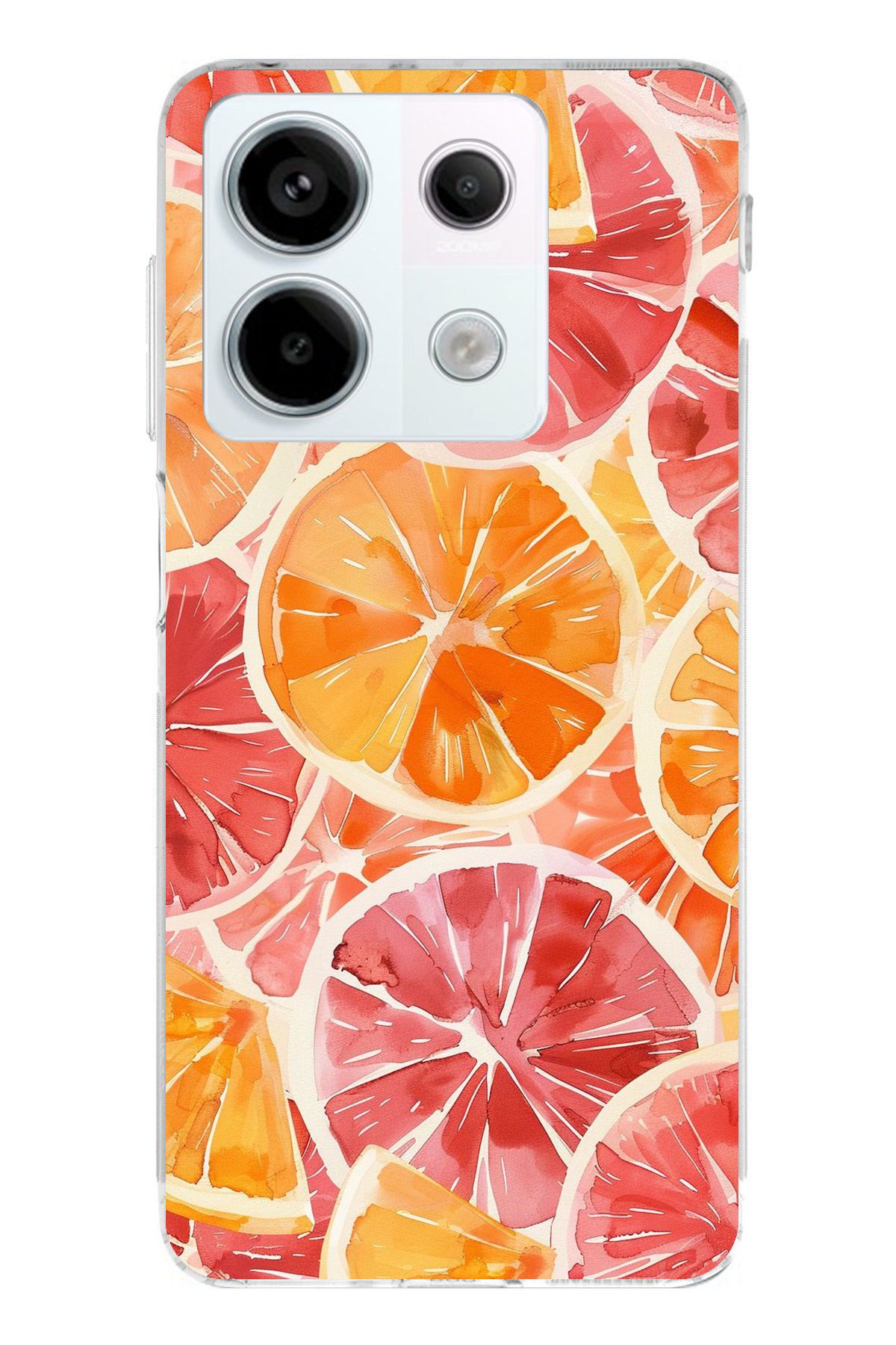 TechTree Redmi Note 13 PRO 5G Uyumlu Portakal Sulu Boya Şeffaf Silikon Kılıf