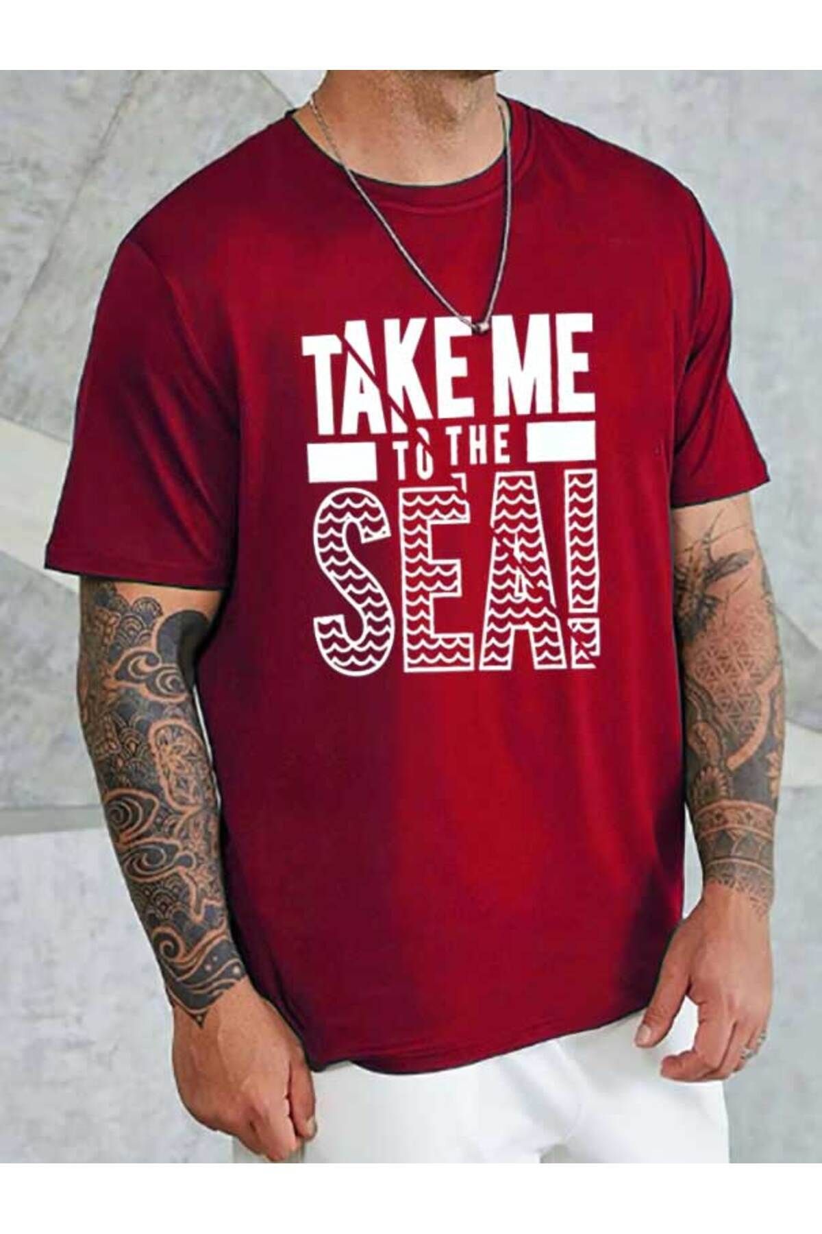 Tarzsokak Unisex Take Me Baskılı Bisiklet Yaka