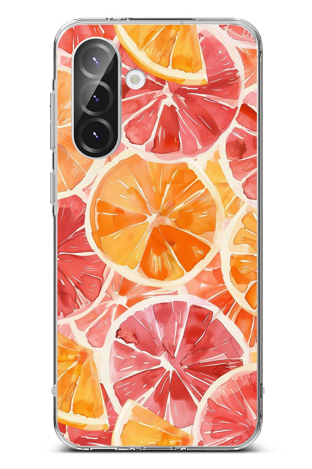 TechTree Samsung Galaxy A36 Uyumlu Portakal Sulu Boya Şeffaf Silikon Kılıf