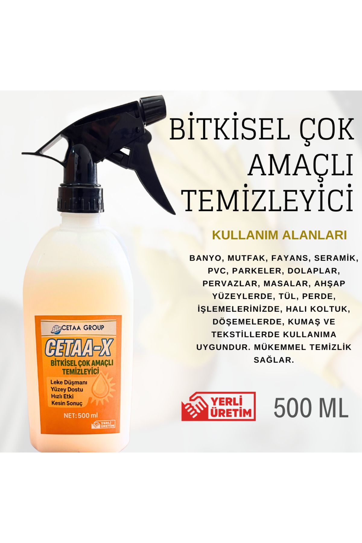 CETAA-X 500 ML Bitkisel Çok Amaçlı Temizleyici Genel Leke Temizleyici