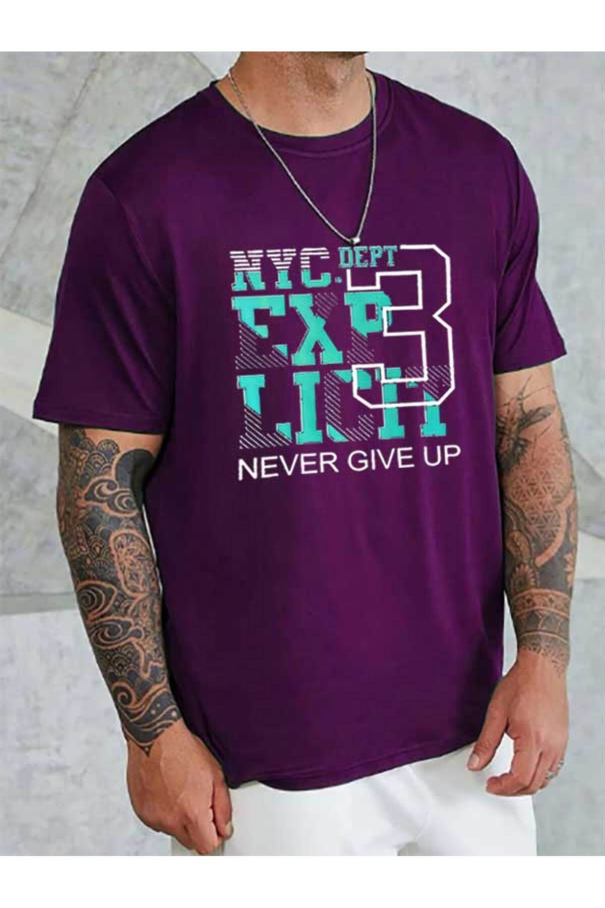 Tarzsokak Unisex NYC Baskılı Bisiklet Yaka