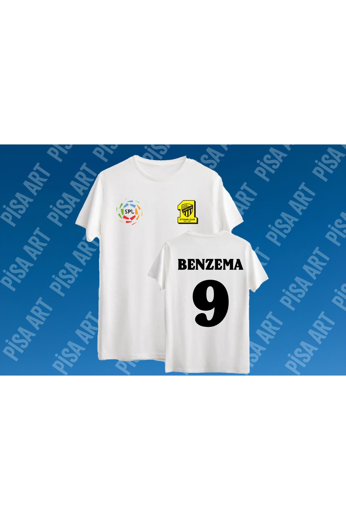 Pisa Art AL İTTİHAD X KARIM BENZEMA 9 ÖZEL TASARIM UNISEX T-SHİRT