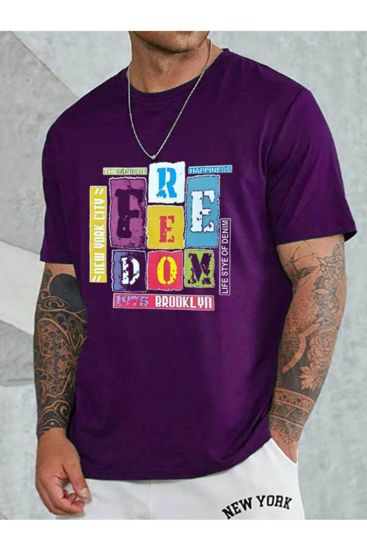 Tarzsokak Feedom Baskılı Unisex Bisiklet Yaka