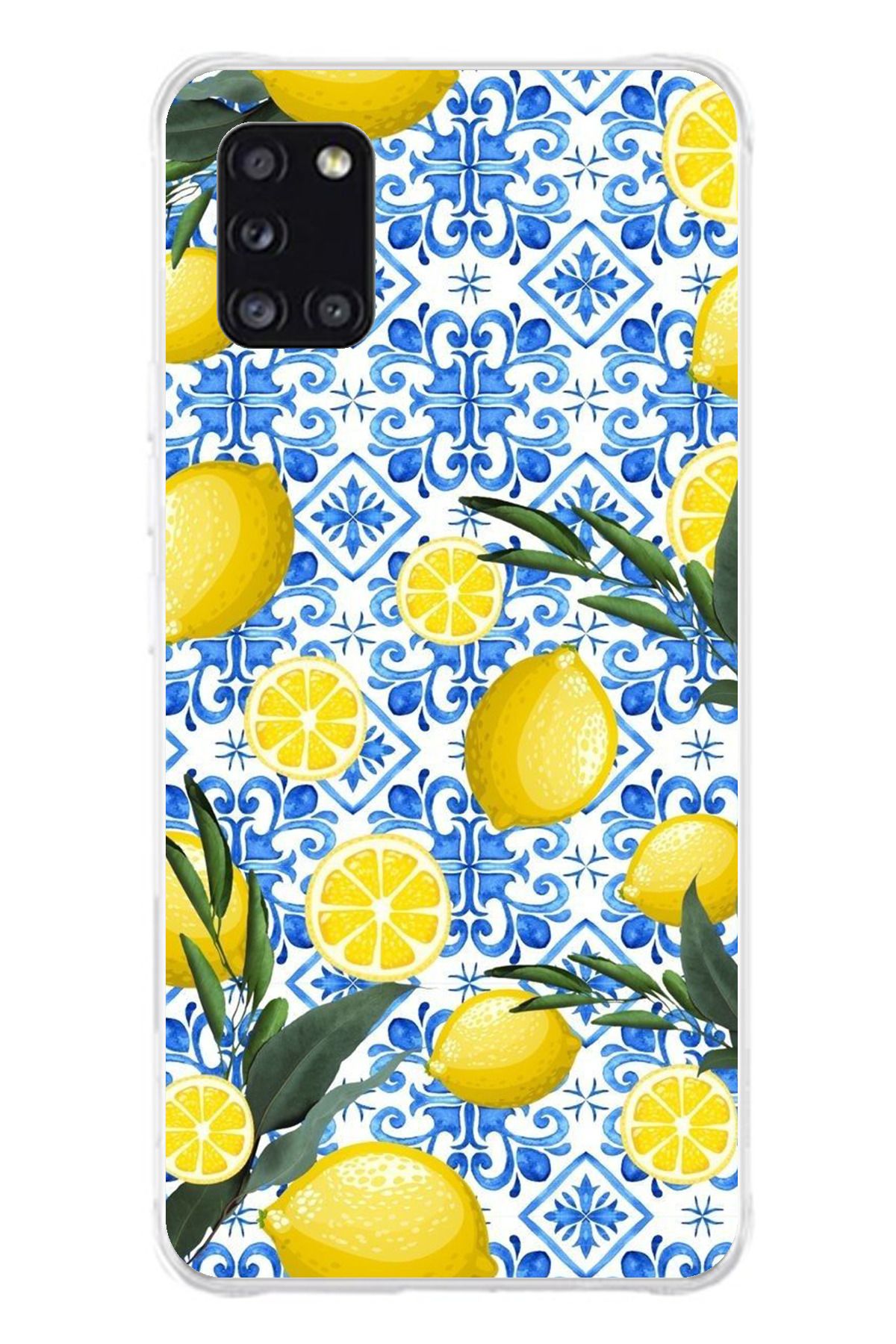 TechTree Samsung Galaxy A31 Uyumlu Limon Sulu Boya Şeffaf Silikon Kılıf