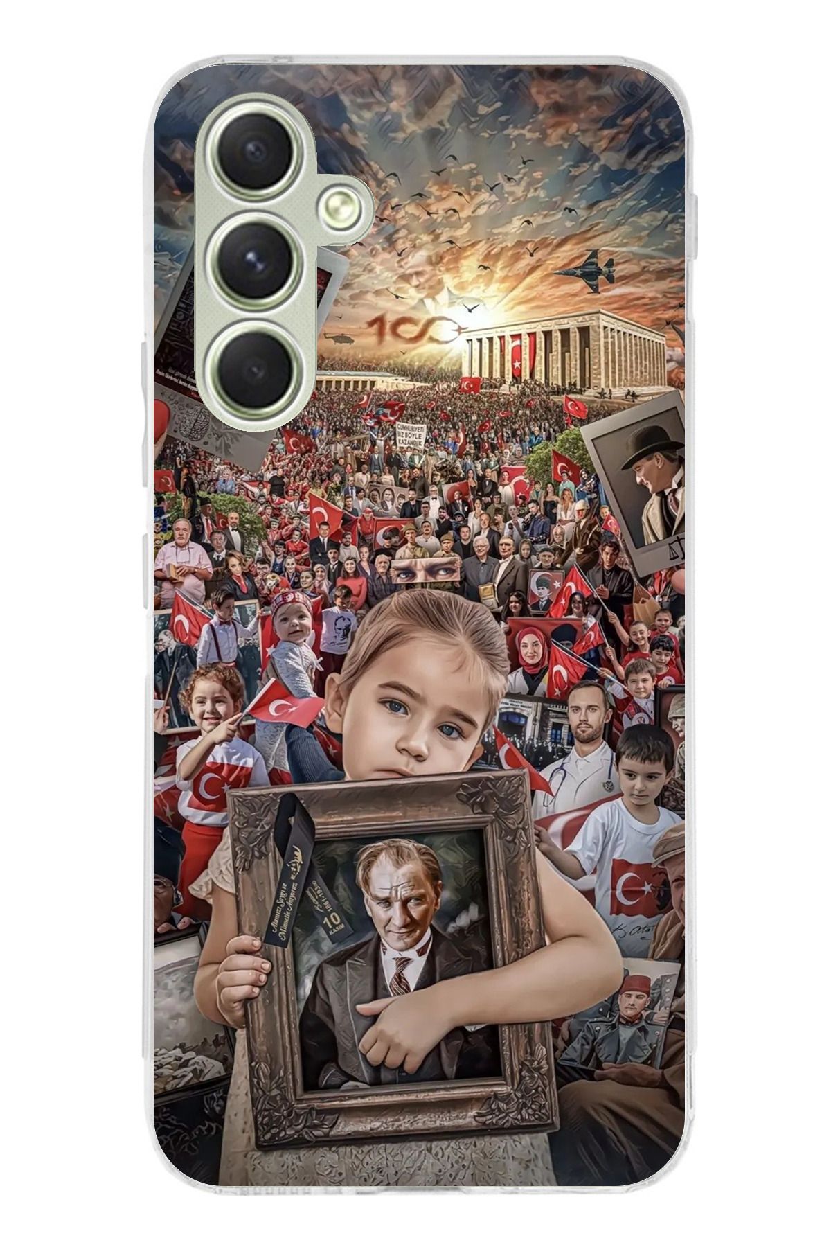 TechTree Samsung Galaxy A15 Uyumlu Anıtkabir Atatürk Portre Şeffaf Silikon Kılıf