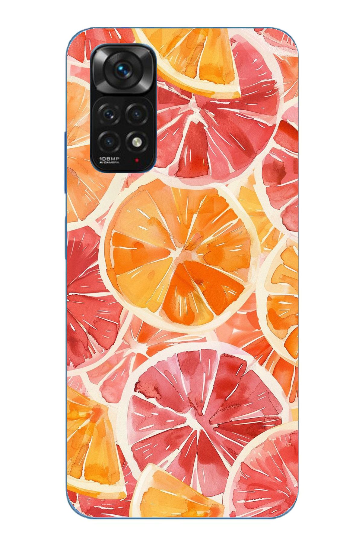 TechTree Redmi Note 11 / 11S Uyumlu Portakal Sulu Boya Şeffaf Silikon Kılıf