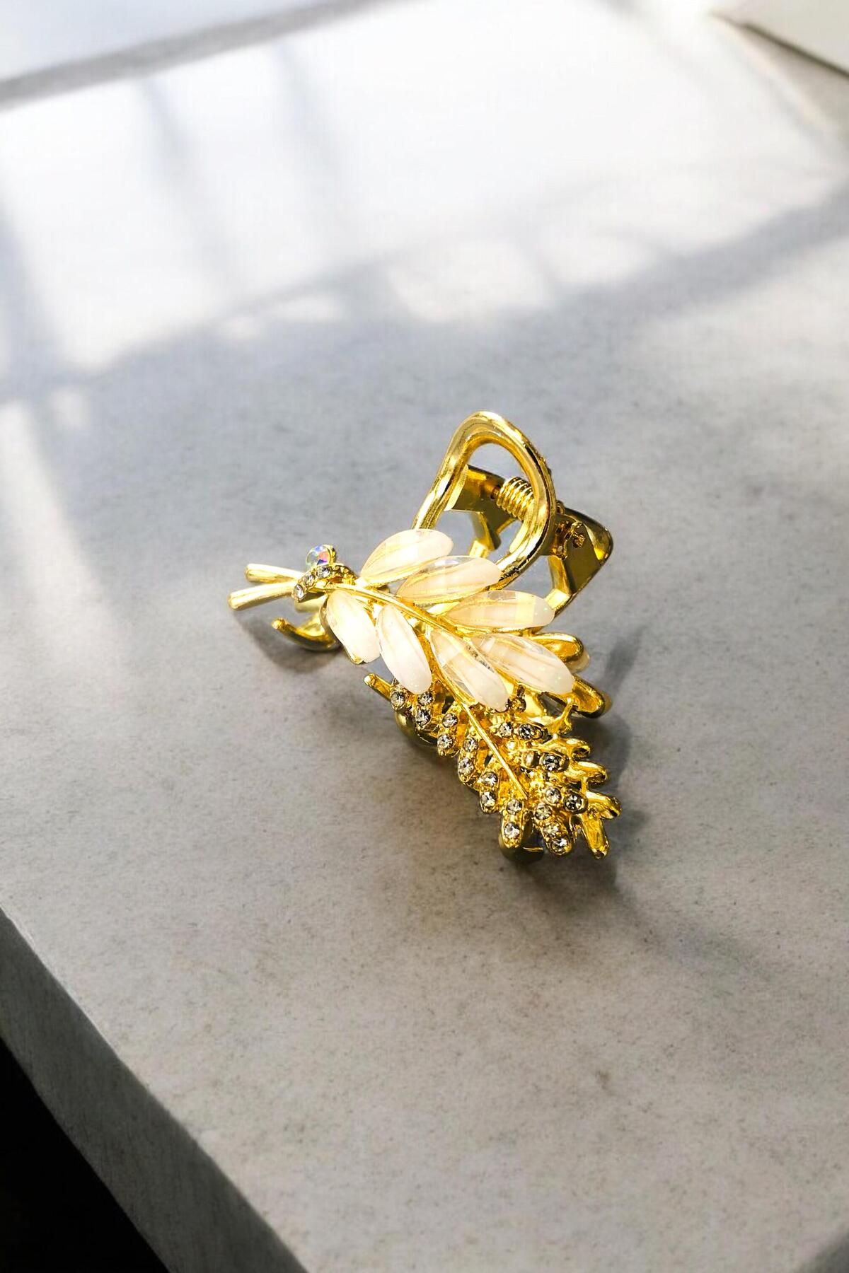 AYMETA Kadın Gold Zirkon Taşlı Metal Toka ( 5,5 Cm )