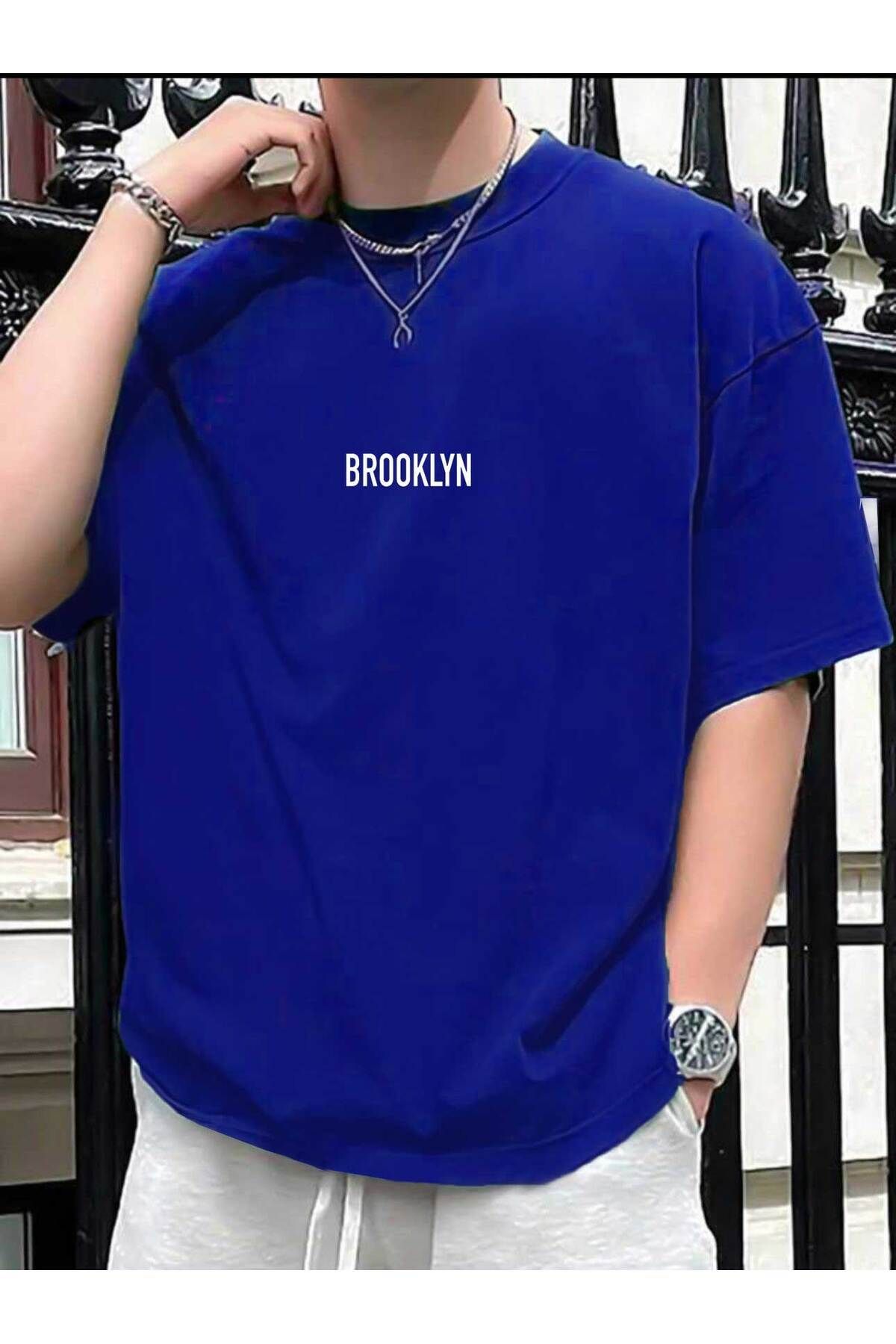 Tarzsokak Brooklyn Baskılı Unisex Bisiklet Yaka