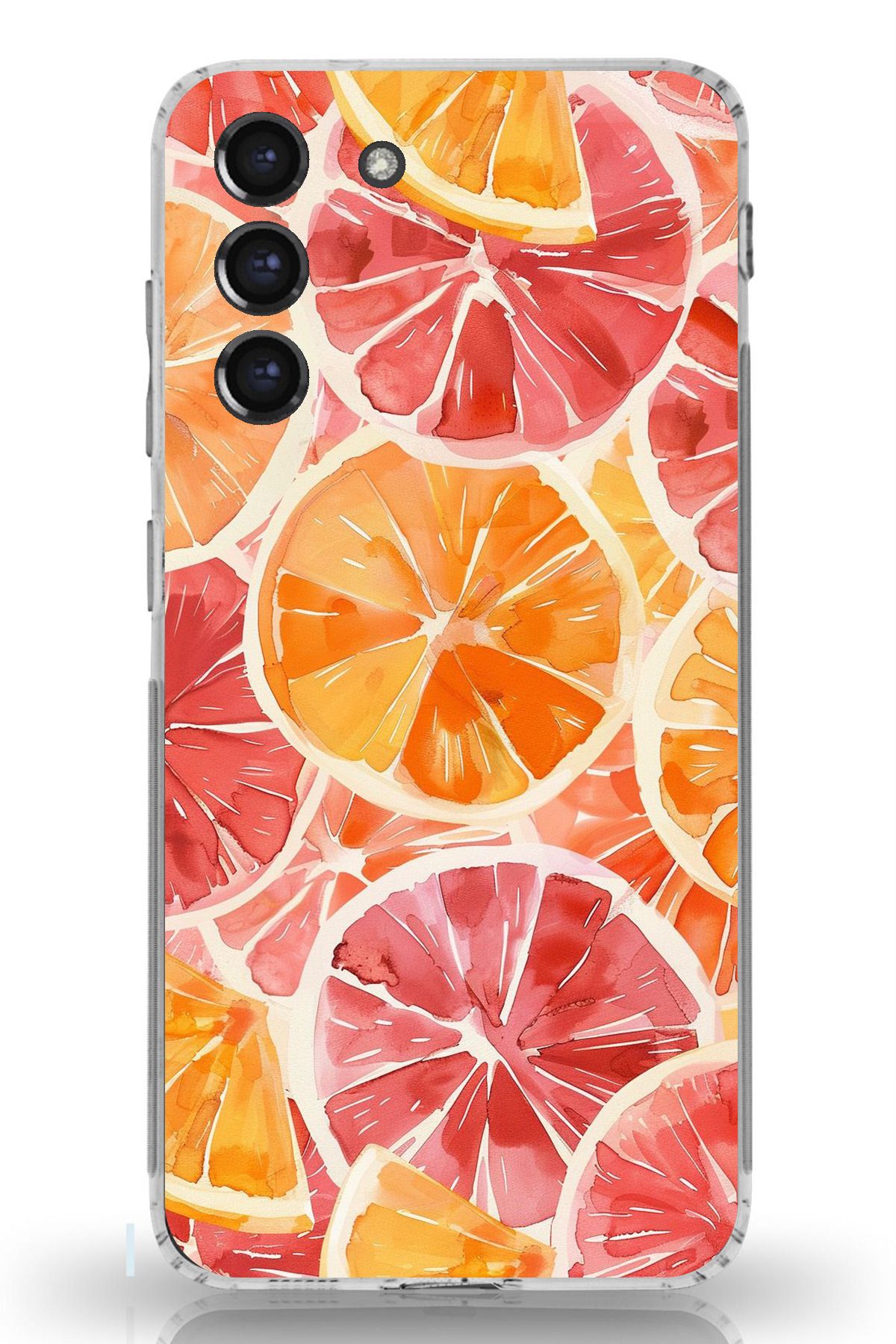 TechTree Samsung Galaxy S21 FE Uyumlu Portakal Sulu Boya Şeffaf Silikon Kılıf