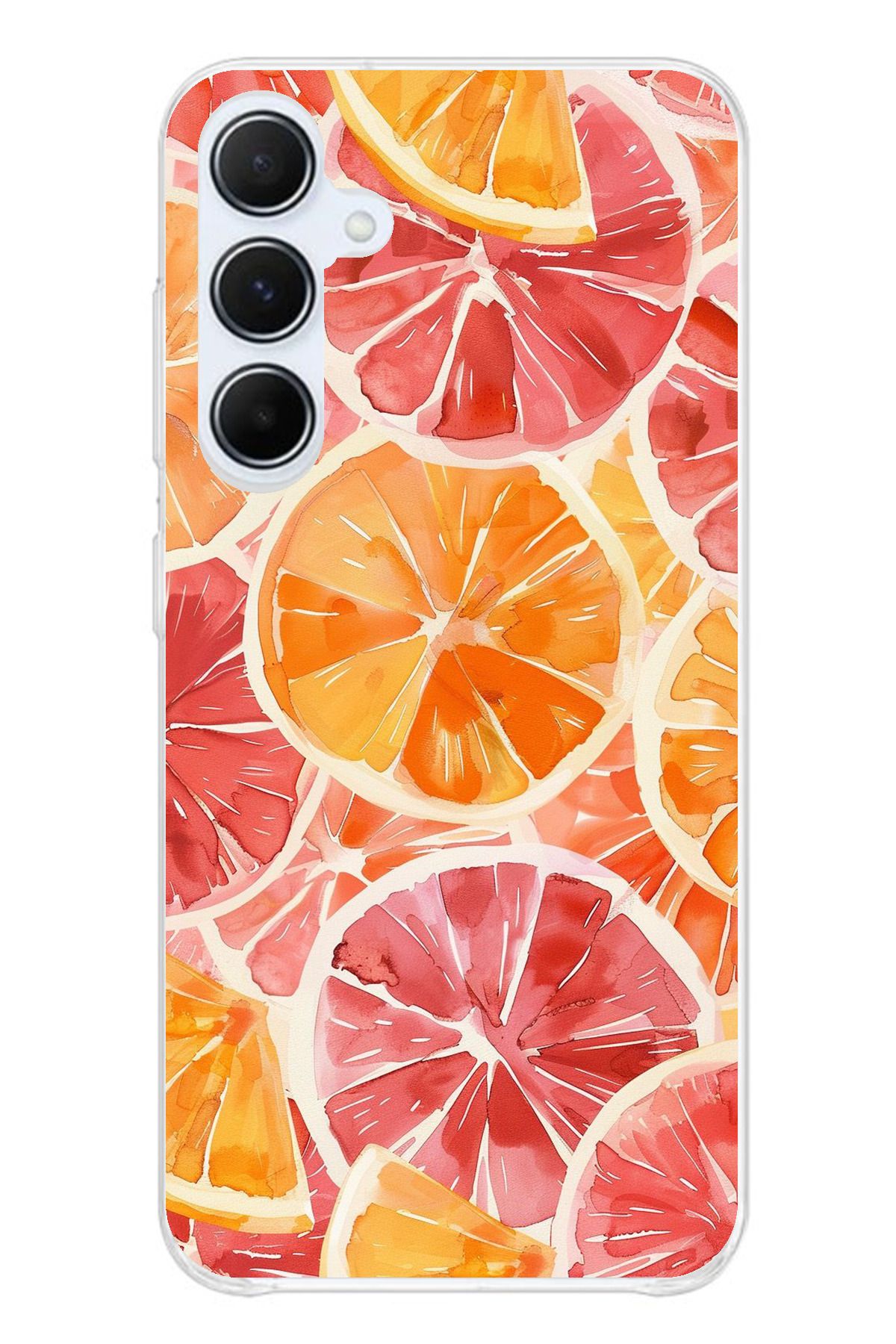 TechTree Samsung Galaxy A55 Uyumlu Portakal Sulu Boya Şeffaf Silikon Kılıf