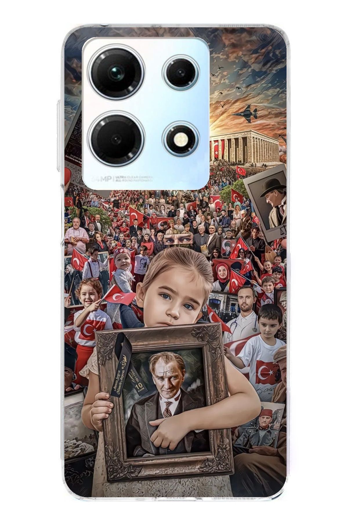 TechTree İnfinix Note 30 Uyumlu Anıtkabir Atatürk Portre Şeffaf Silikon Kılıf
