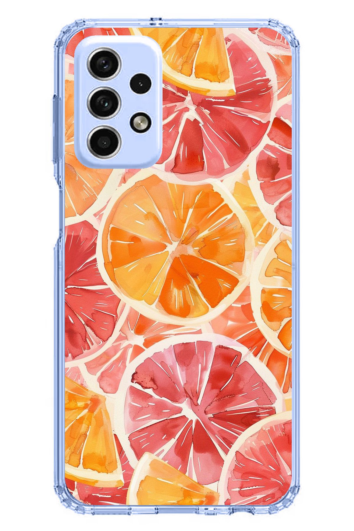 TechTree Samsung Galaxy A33 Uyumlu Portakal Sulu Boya Şeffaf Silikon Kılıf