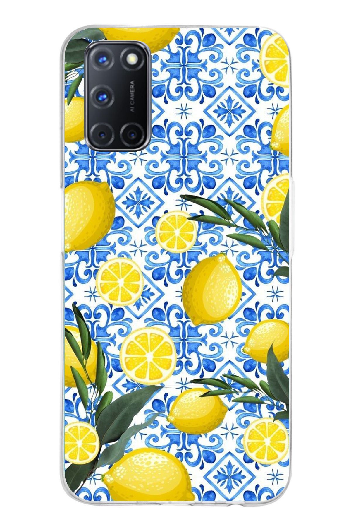 TechTree OPPO A52 - A72 - A92 Uyumlu Limon Sulu Boya Şeffaf Silikon Kılıf