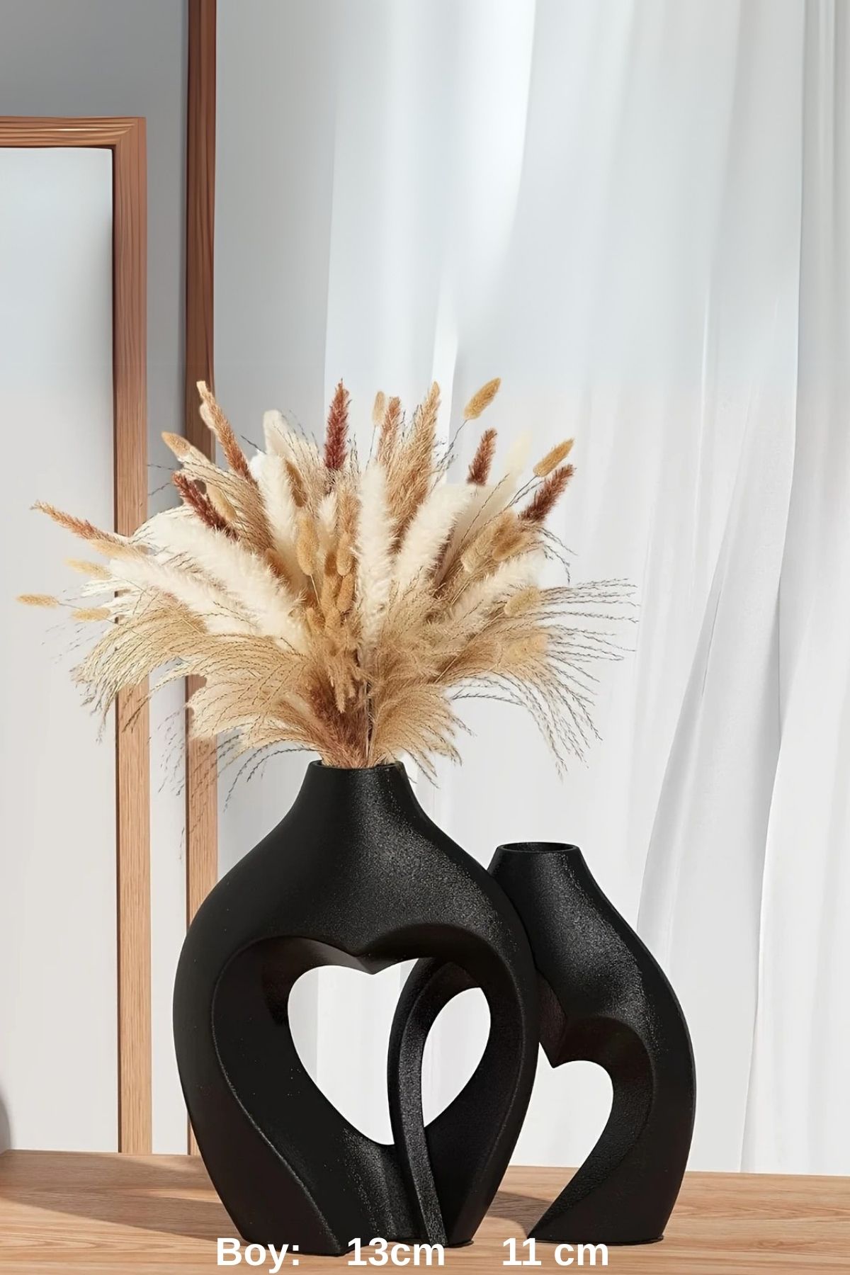 Minima Art Studio Kalp 2’li Büyük 13 cm Küçük 11 cm Bohem Vazo Pinterest Pampas Vazosu Dekoratif Salon Aksesuarı