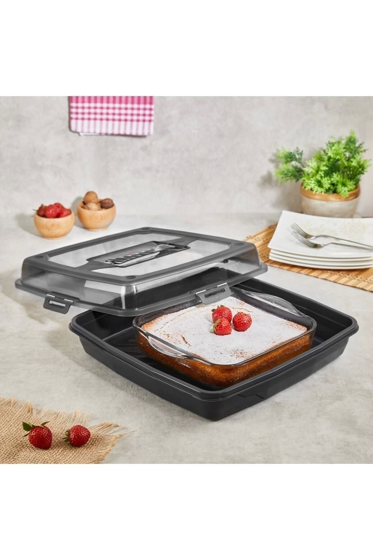 PRATİKOBA Joy 4 Taraf Kilitli Kek Börek Borcam Saklama Kabı Royaleks-GP-131