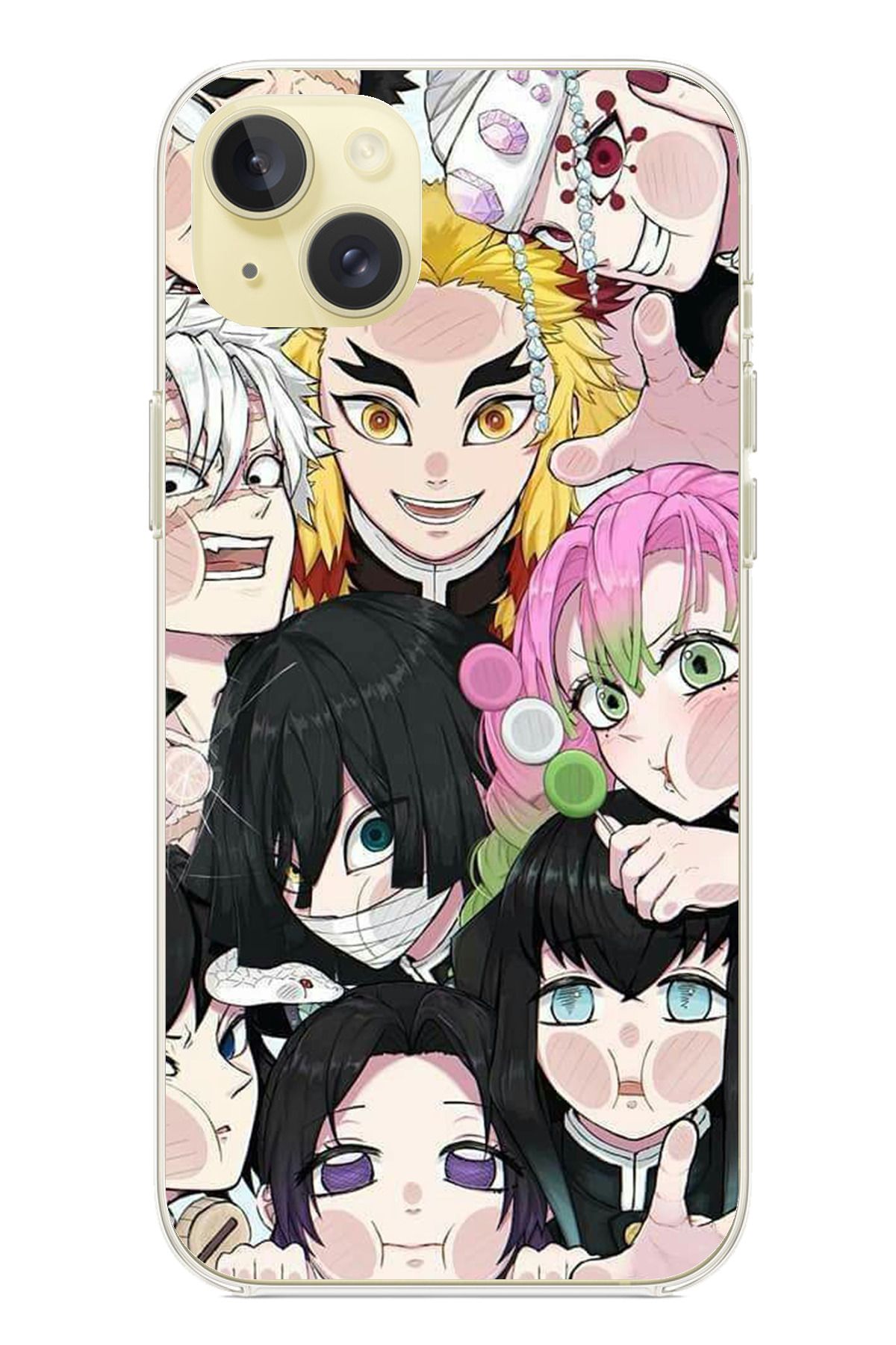 TechTree iPhone 15 PLUS Uyumlu Demon Slayer Manga Şeffaf Silikon Kılıf