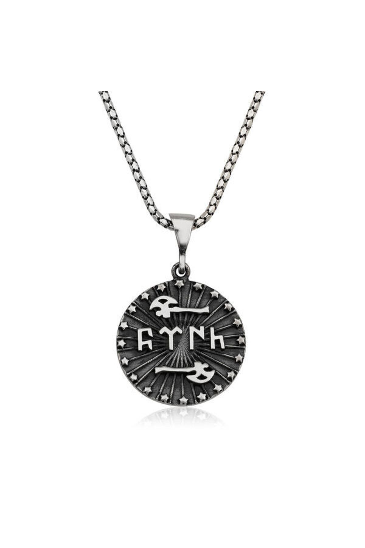 shop Baltalı Türk Yazılı 925 Ayar Gümüş Erkek Kolye