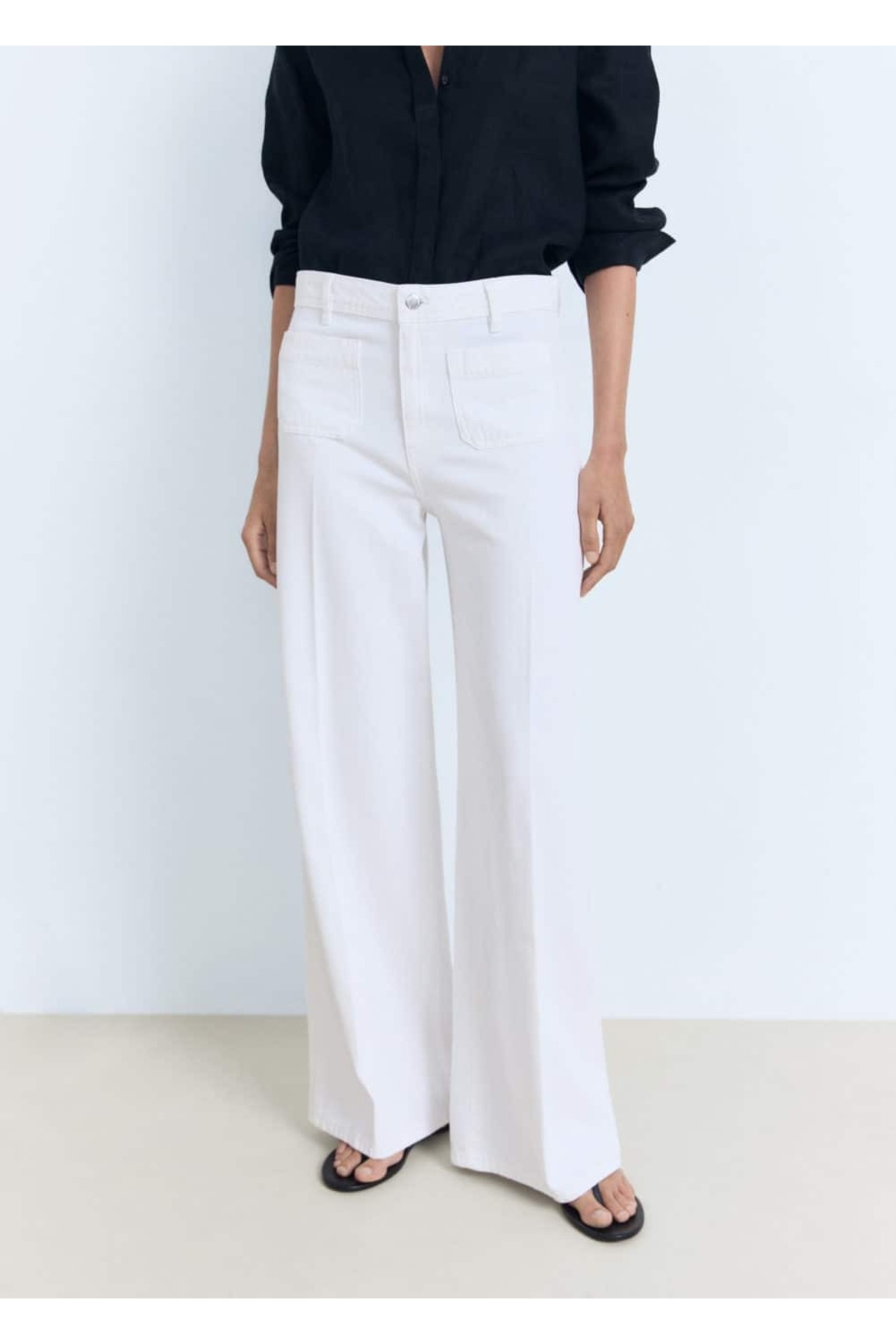 Düğmeli wideleg jean