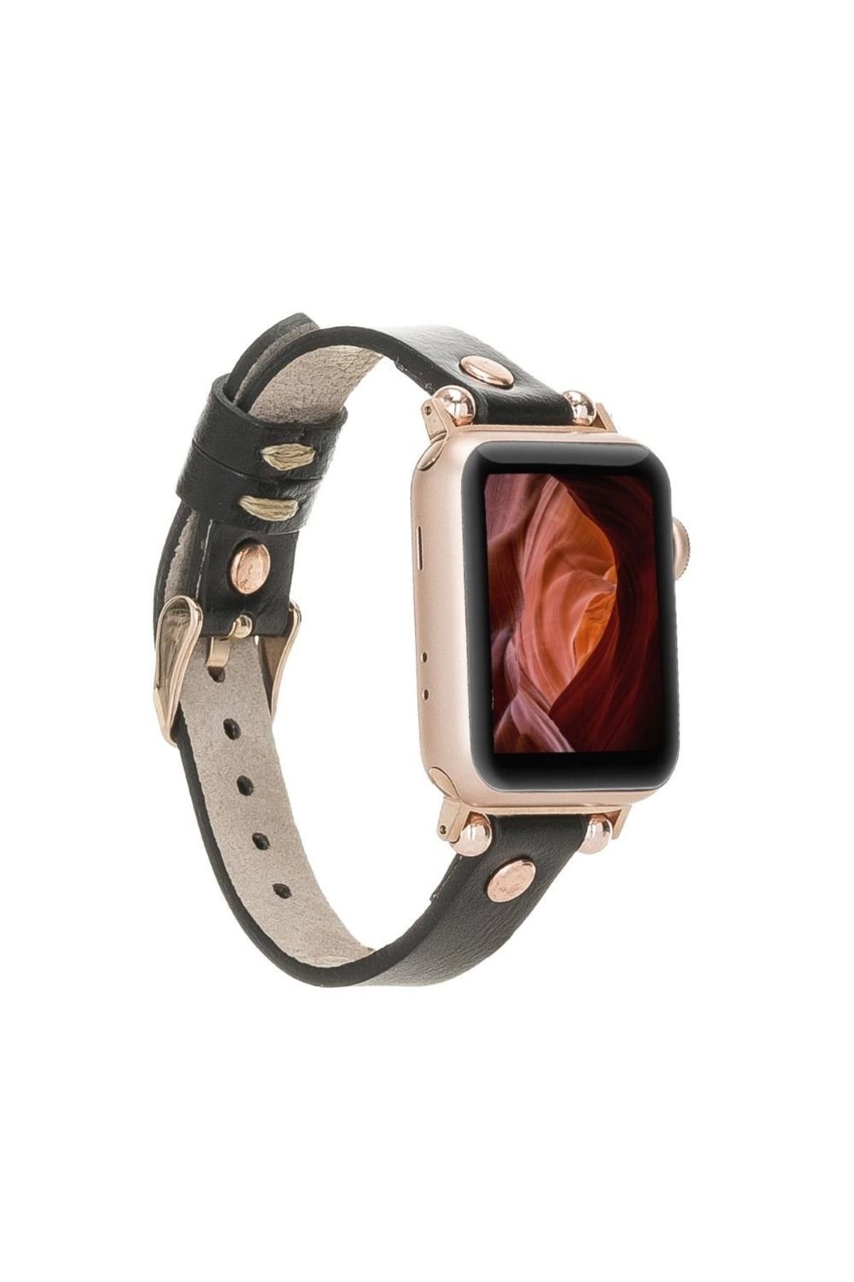 ÖYKÜ VE YİĞİT Watch Uyumlu Deri Kordon 38-40-41mm RT RST1 Siyah