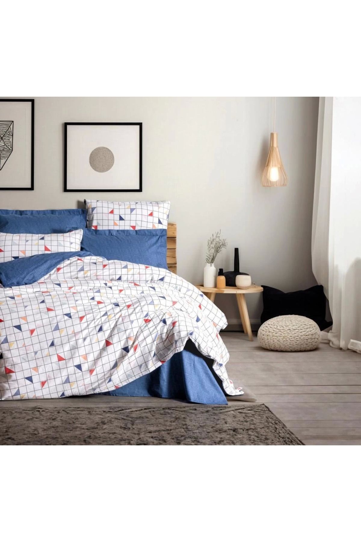 ÖYKÜ VE YİĞİT Cotton Box Minimal Çift Kişilik Nevresim Takımı Stew Mavi