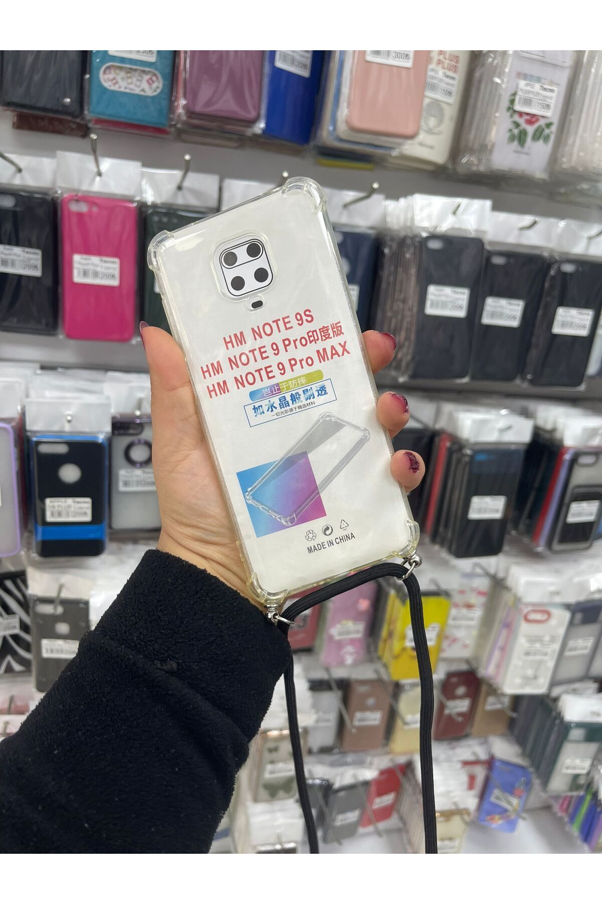 TECNOTREND Redmi Note 9 Pro/Note 9s Uyumlu İpli şeffaf silikon kılıf
