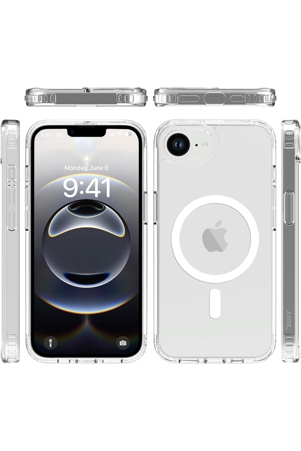 Nezih Case pple iPhone 16E Kılıf Magsafe Wireless Kablosuz Şarj Destekli Şeffaf Sert Ultra Koruma Kapak