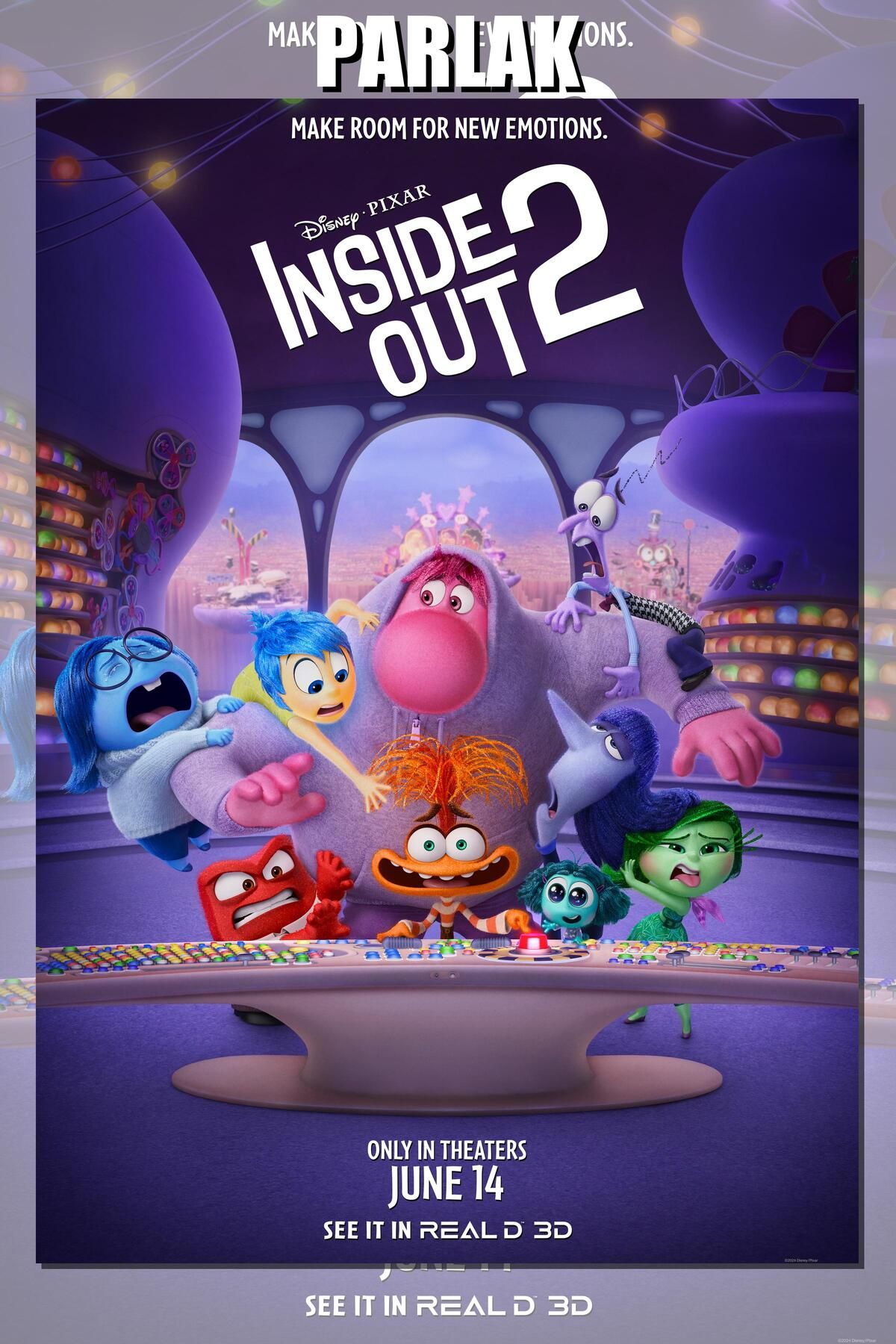 CALLWOOD Ters Yüz, Inside Out Çerçevesiz Animasyon Film Posteri - Duvar Kağıdı Yüksek Kaliteli Baskı
