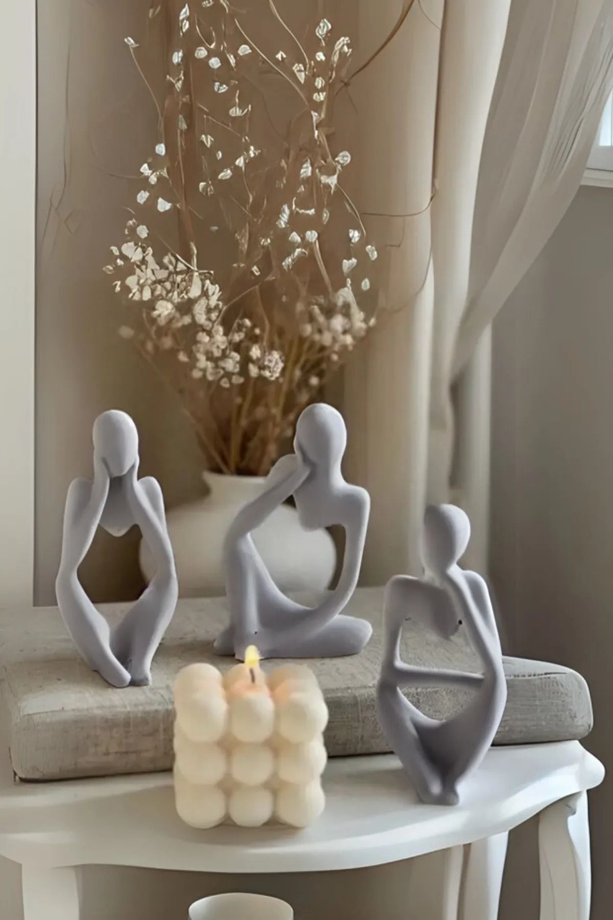 rufhomedesign 3 lü Soyut Düşünen Adam Heykel Biblo Obje Hediyelik Masa Süsü Salon Aksesuarı