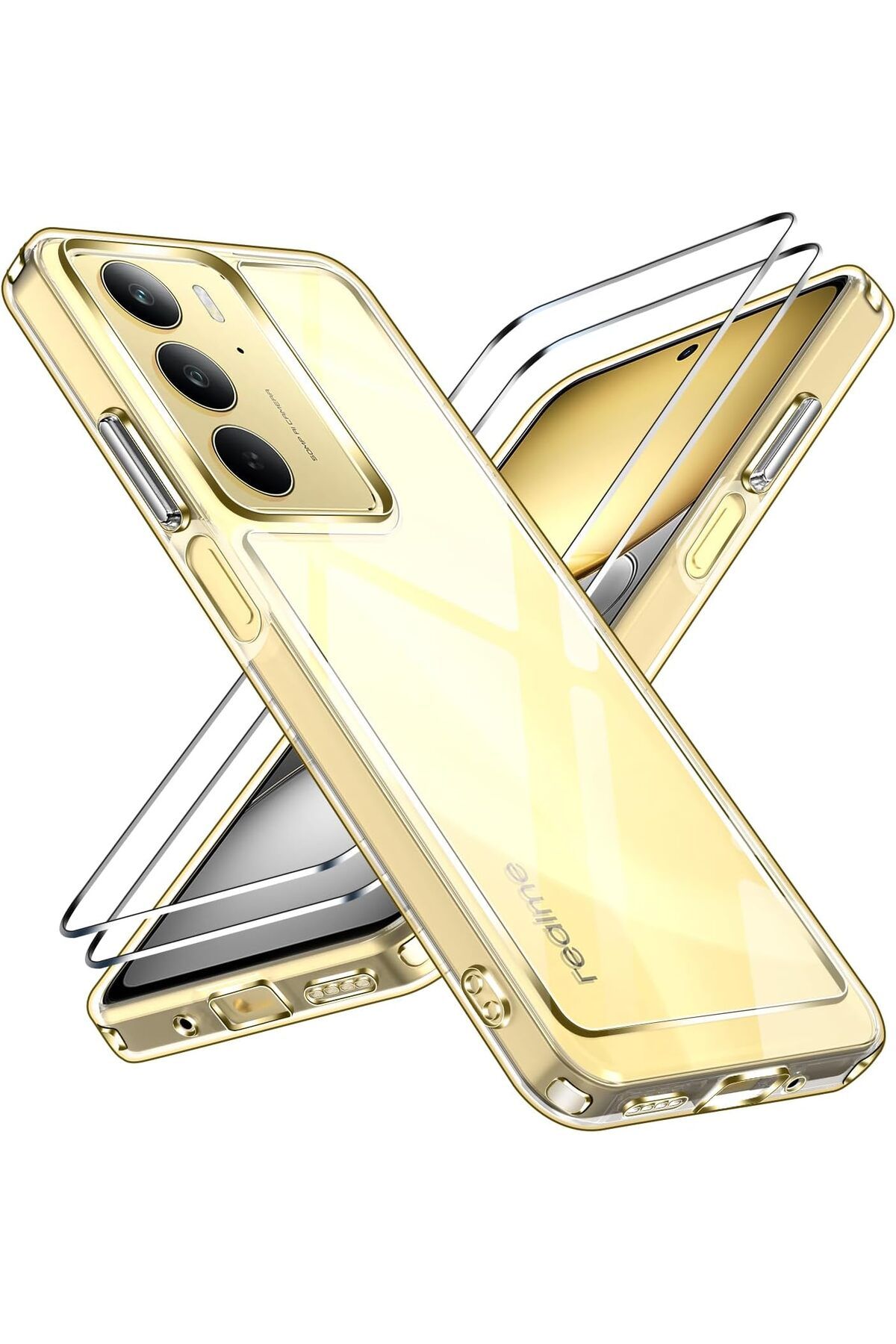 Rivor Realme C75 4G Uyumlu Kılıf Kamera Çıkıntılı Şeffaf İnce Silikon Kapak + 9H Ekran Koruyucu Set