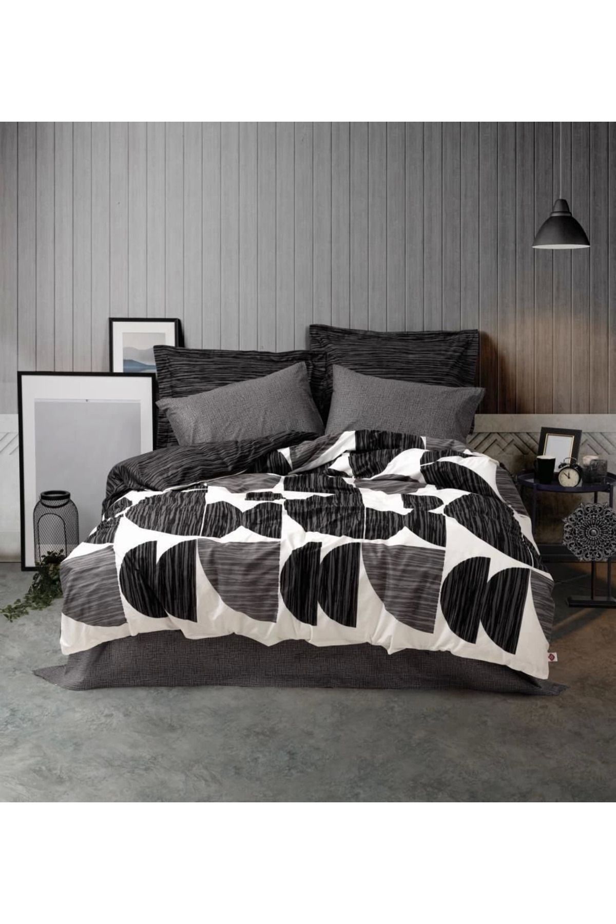 MELFSHOP Cotton Box Modern Çift Kişilik Nevresim Takımı Niko Antrasit