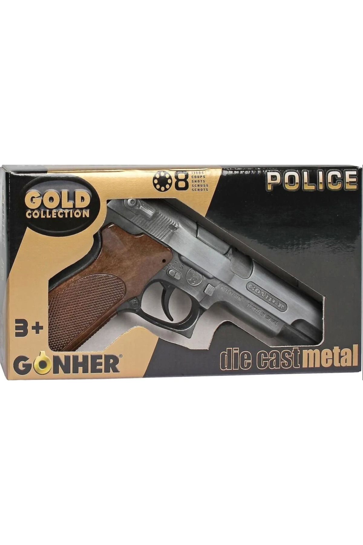 hayalimsah Gonher 8'li Gri Metal Polis Koleksiyon Mantar Tabancası