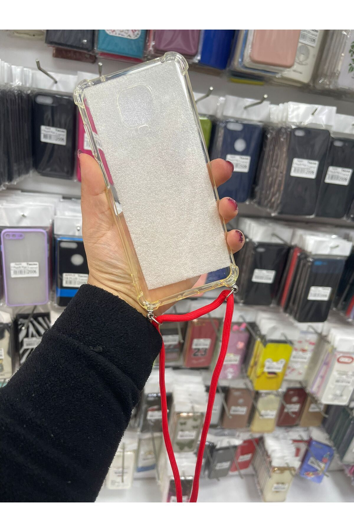 TECNOTREND Redmi Note 9 Pro/Note 9s Uyumlu İpli şeffaf silikon kılıf
