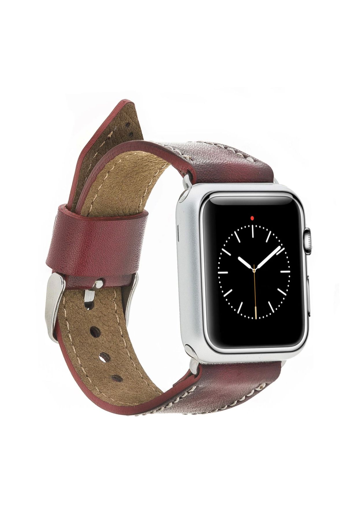 Angoravi Watch Uyumlu Deri Kordon 42-44-45mm SM25 Bordo