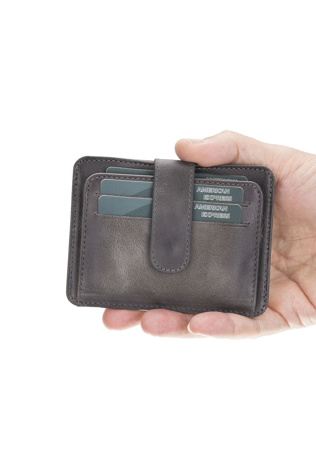 MELFSHOP Çok Bölmeli Slim Deri Kartlık BLW019 TN18EF Gri