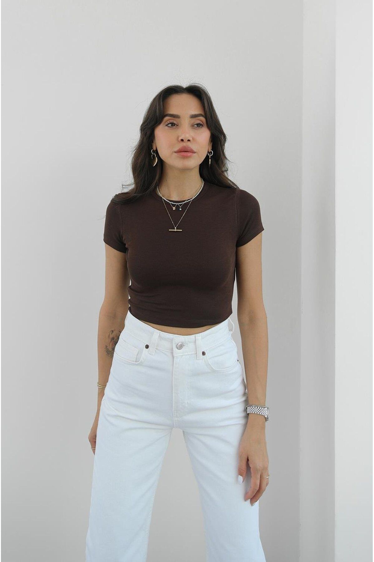 Havoş Açık Kahve Modal Crop Top
