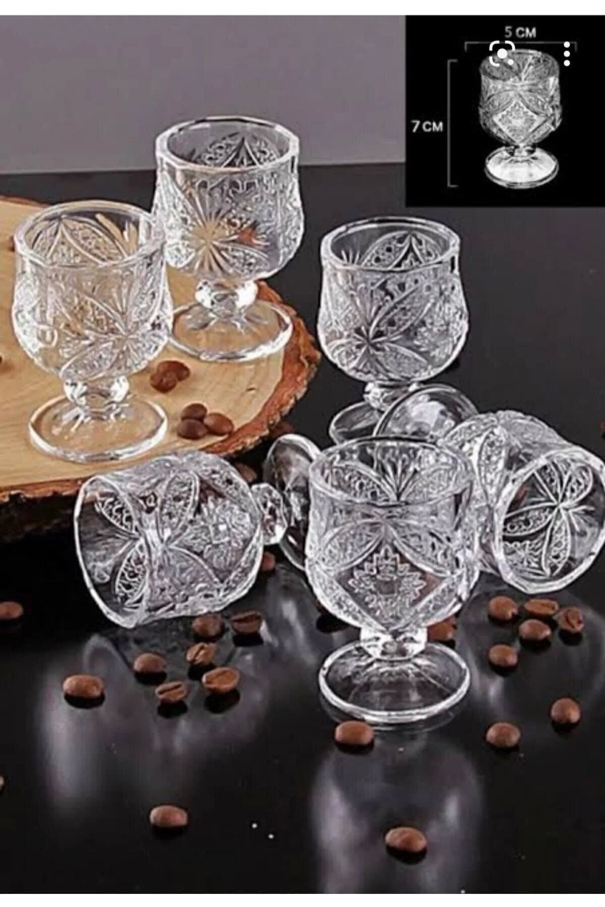 PRATİKOBA Kristal Kahve Yanı Bardağı 6lı Royaleks-R1720