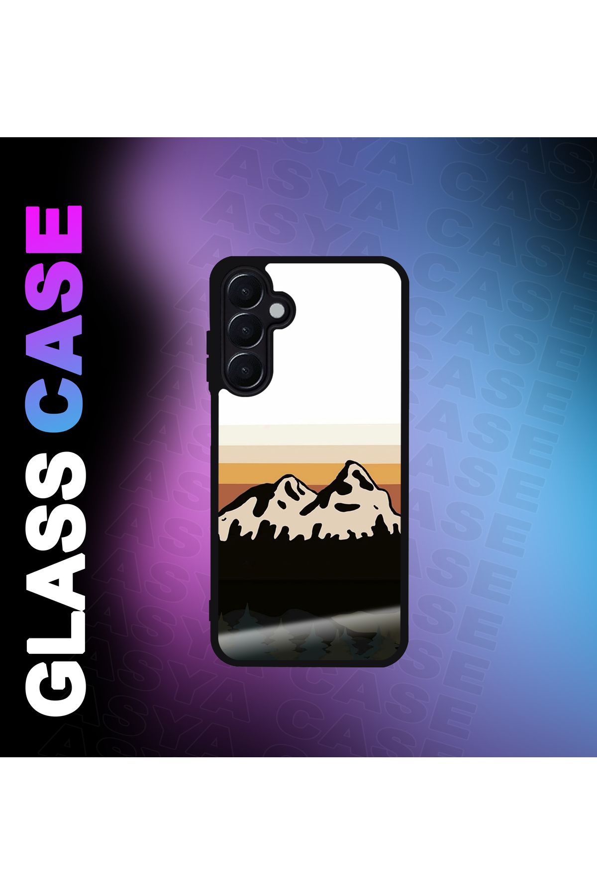 Asya Case Samsung Galaxy A35 5G Kılıf Doğa Baskılı Telefon Kapağı Siyah Silikon Arka Kapak Koruyucu